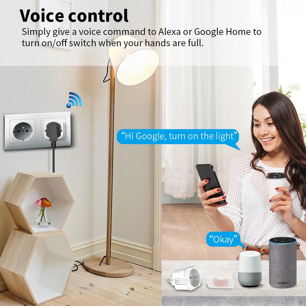 20a Zigbee Smart Plug EU Smart Socket Беспроводная розетка с функцией мониторинга мощности Голосовое управление через Alexa Google Home
