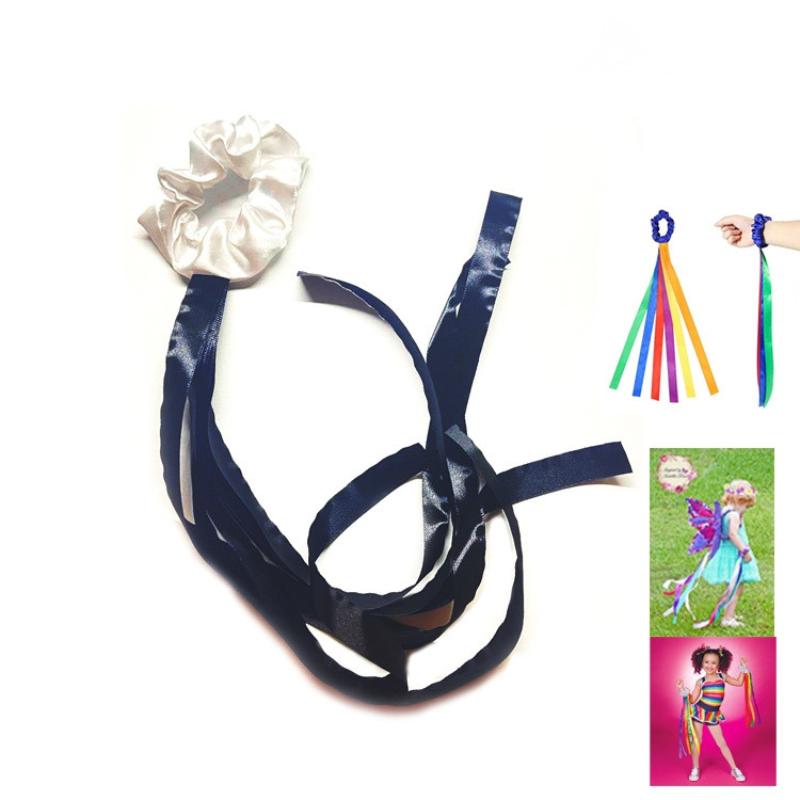 Dance Accessories Polyester Gymnastics Long Ribbon Elastic Rainbow Ribbon Headband Multicolor Wrist Straps Cheerleading