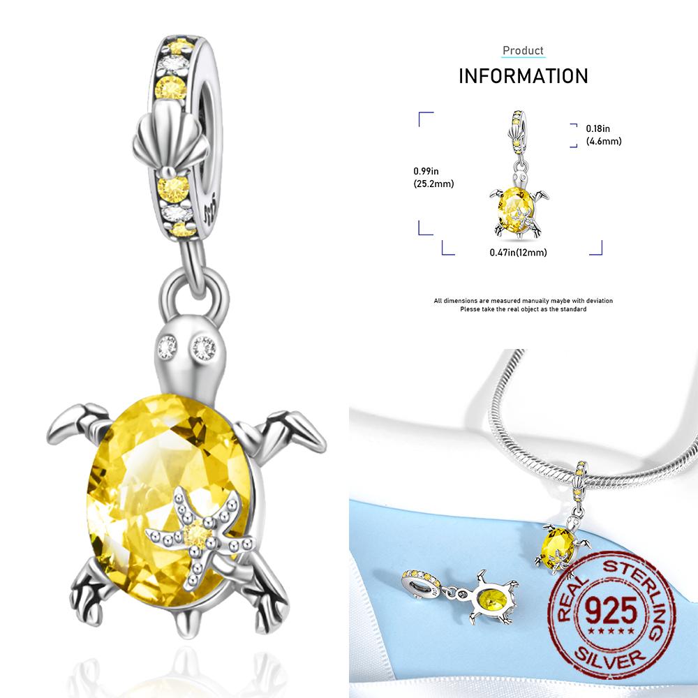 Медные шармы-подвески в виде морской черепахи с камнями-талисманами по месяцам рождения, подходят для оригинального браслета для женщин, ювелирные изделия