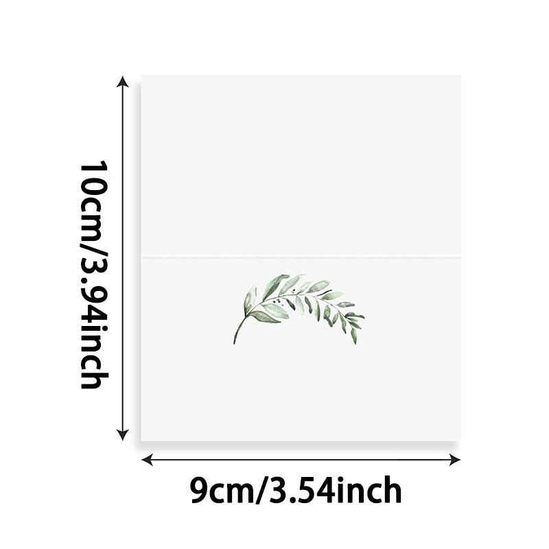 WTEMPO Зеленые карточки для рассадки, пустые для имени, сервировка стола, званый ужин, рассадка, свадебный прием, фуршет, палатка, деревенские зеленые листья - набор из 50 шт.