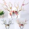 Gothic Deer Antlers Flower Hair Band Christmas Cosplay Hair Accessories