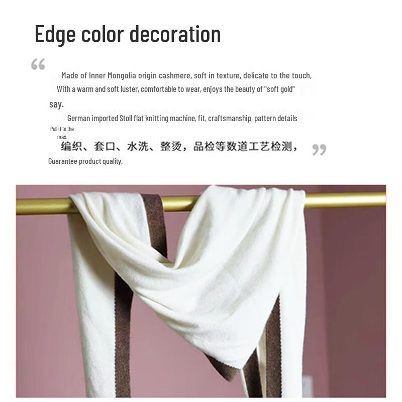 Lu Dahua Women's 100% Cashmere Triangle Shawl with Pom-Poms