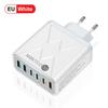 Быстрое шестипортовое мобильное зарядное устройство 55 Вт QC 3.0 с PD, USB-портами, совместимостью с EU/US/UK
