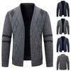 Men's V-neck Buttoned Fleece-lined Cardigan Sweater Long-sleeved Knitted Sweater Jacket