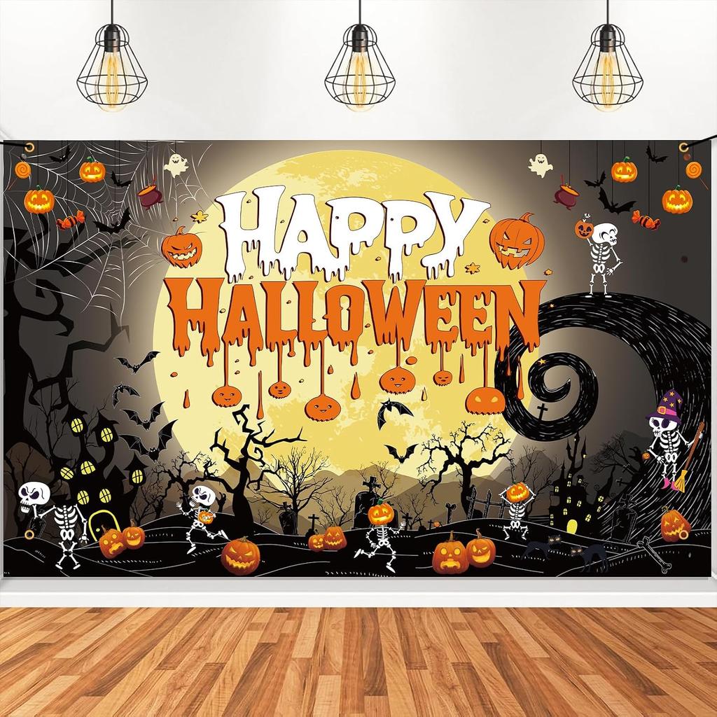 Happy Halloween Backdrop Banner - 71 × 43.3 Inches