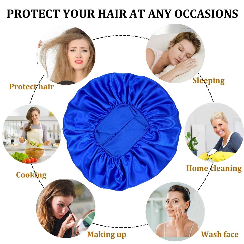Женские атласные однотонные чепчики, широкополые ночные купальные шапочки, унисекс, повязка на голову, эластичная резинка, чепчик для ухода за волосами