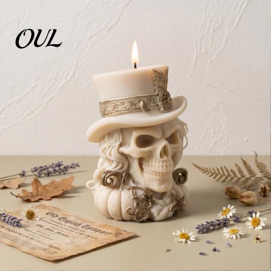 Resin Skull Mold 3D Cowboy Silicone Mold, Halloween Skeleton Candle for Epoxy Resin, Making, Soap, Clay, Wax Casting, Home Decor