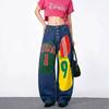 JYL TS Graffiti Loose Denim Pants,Hip Hop Dance Trousers For Stage Performance Outfits