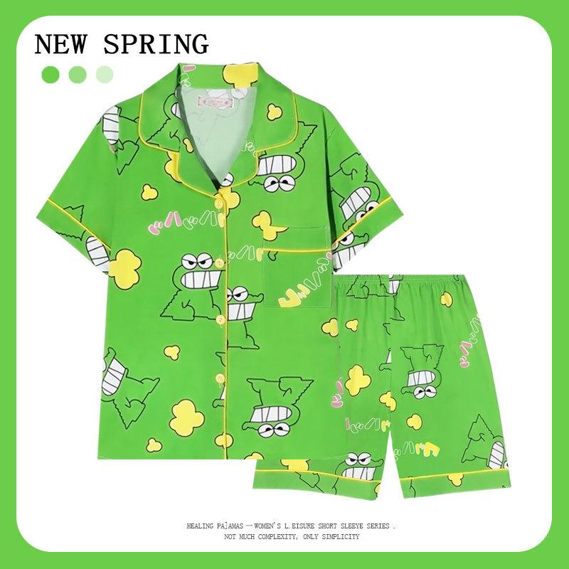 "Crayon Shin-chan" Large Size Women's Pajamas Women's Summer Short Sleeve Japanese Student Cartoon Cute Loungewear Set