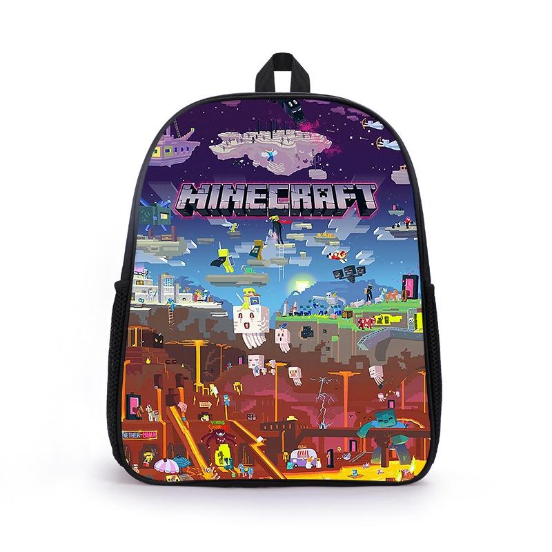 Милый рюкзак с мультяшным принтом Minecraft для мальчиков и девочек Легкий и вместительный Средний размер Вместимость 36-55 л