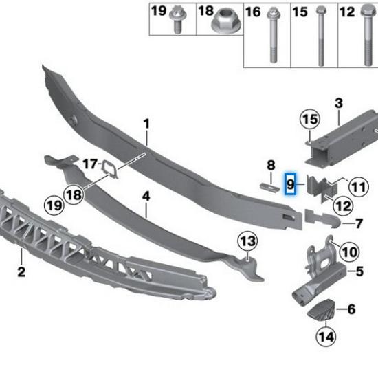 Кронштейн рамы BMW 3 и 4 серии F80/F82/F83 (51118055343, 51118055344)