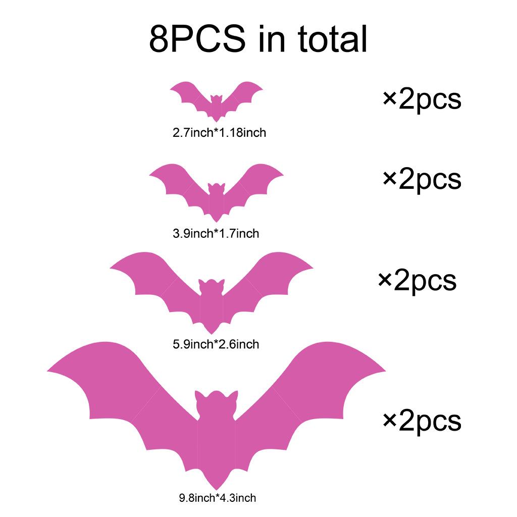 Черные и розовые наклейки на стену в виде летучих мышей на Хэллоуин для украшения детской комнаты и создания праздничной атмосферы