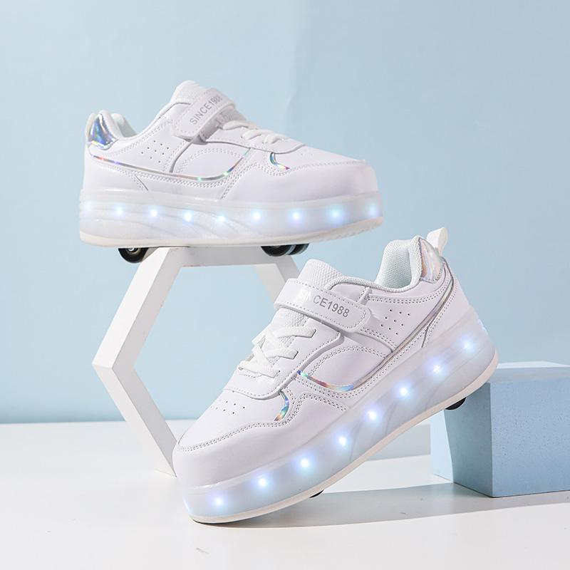 Роликовые коньки для детей, мальчиков и девочек, мигающие светящиеся 4-колесные роликовые туфли со светодиодной подсветкой, кроссовки для активного отдыха на открытом воздухе, детская обувь