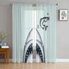 Shark Silhouette Curtain Window Tulle For Living Room Bedroom The Kitchen Window Treatment Decorations Curtains