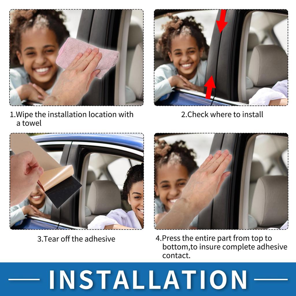 ABSOPRO Door Pillar Window Trim Stickers for Pillar Door Outer Exterior Covers for Mitsubishi Outlander Silver Tone Anti-Scratch Posts, 2011-2014,