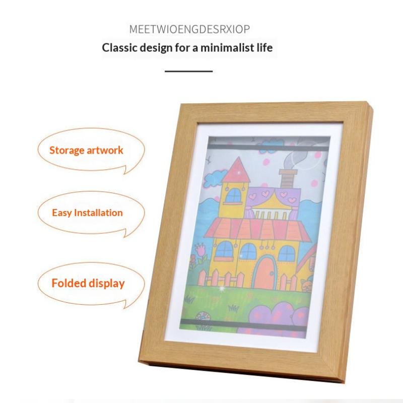 Ids Art Frames, Front Opening Kids Artwork Frames Changeable, White Artwork Display Storage Frame For Wall, Holds 50 Pcs, For 3D