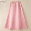 ZANZEA Womens Casual High Waist Loose Long A-Line Skirts
