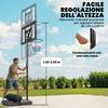 Adjustable Basketball Hoop with Fillable Base and Wheels. 90x60x135-305cm. Black