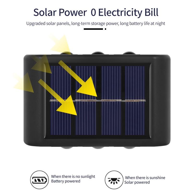 Solar LED Wall Lamp Outdoor Waterproof Up and Down Luminous Lighting Garden Decoration Solar Lights Stairs Fence Sunlight Lamp