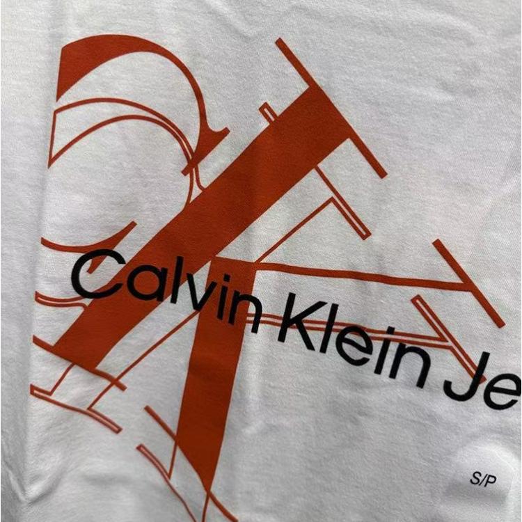 Calvin Klein Джинсы Повседневные Удобные Логотип с Буквами Универсальная Футболка с Круглым Вырезом и Коротким Рукавом Мужские Футболки Белый 40KC818-540