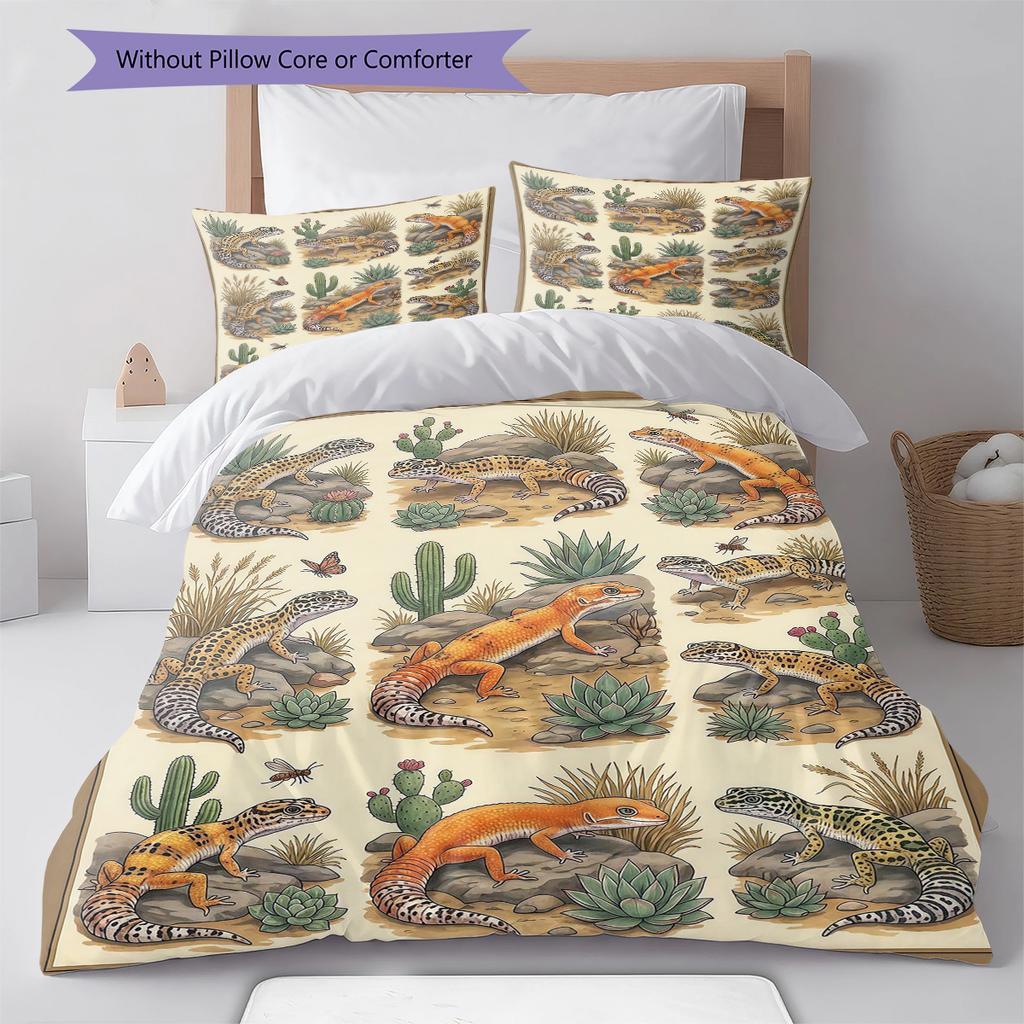 Retro Oil Painting Animals Pattern Bedding,Quilt Set Quilt Cover Pillowcase Home Birthday Gift (1 * duvet cover + 2 * pillowcase, without core)