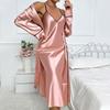 Plus Size Women's New Ice Silk Sexy Can Be Worn Outside The Home Dress Cardigan Strap Halter Skirt Gown Suit