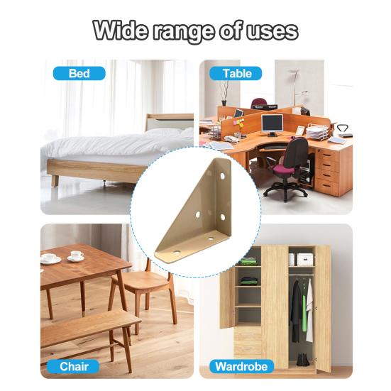 5Pcs Corner Brace Brackets Rustproof Corrosion Resistant Simple Installation 90-Degree Triangle Gusset Corner Brace Fasteners