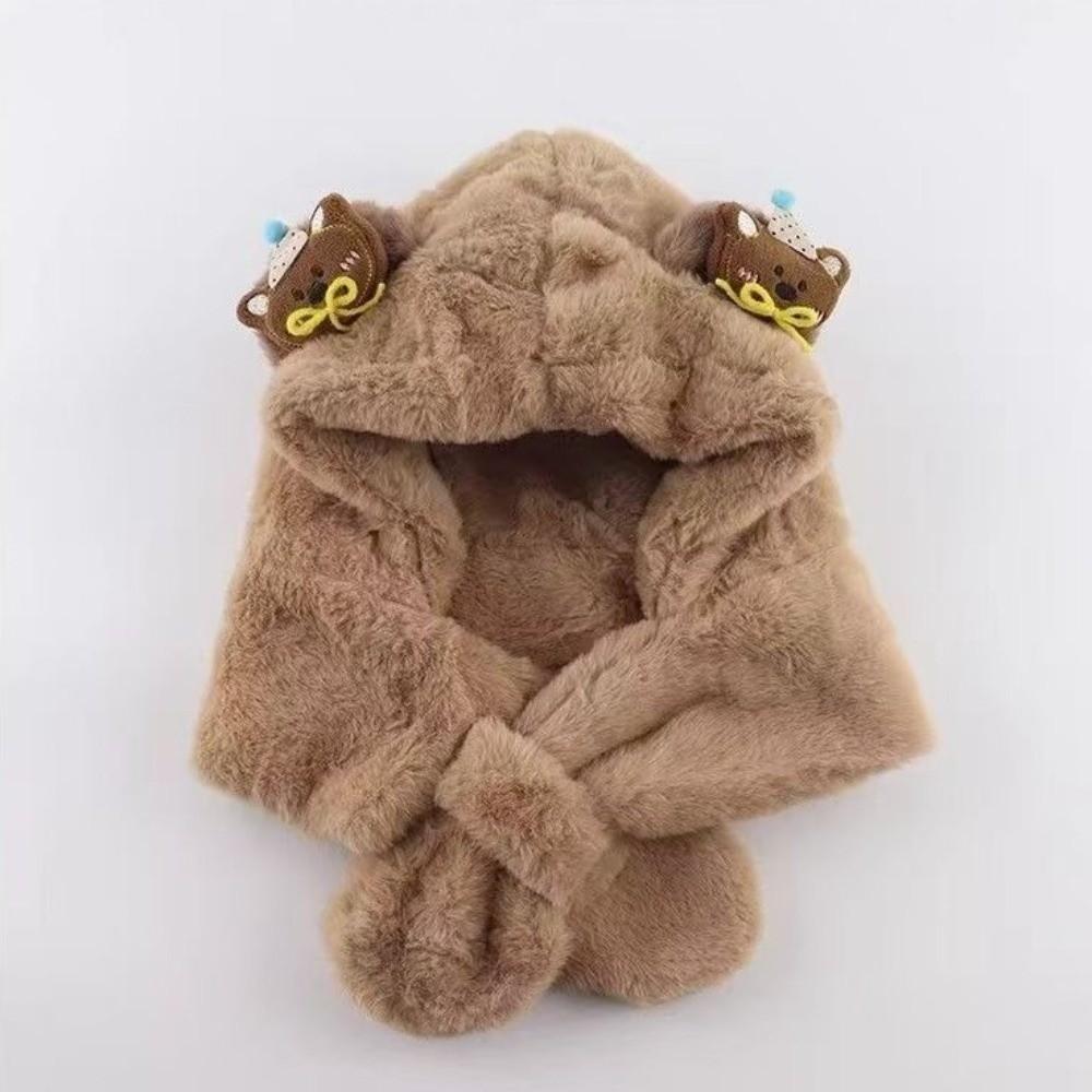 Plush Winter Baby Hat Windproof Pullover Hat New Kids Hat Hooded Scarf