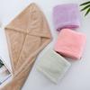 Women Fast Drying Hair Towel Coral Velvet Hair Towel Women Wrap Head Absorption Ater Bath Hat with Button Bathroom Supplies