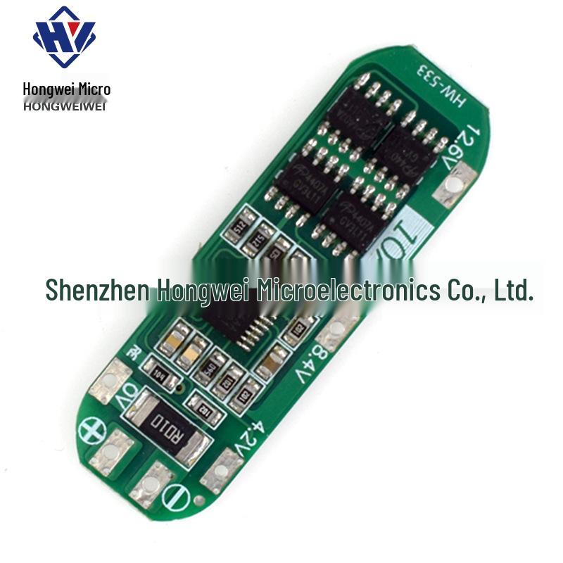 3-Cell 18650 Lithium Battery Protection IC Board, 11.1V-12.6V, 10A Current