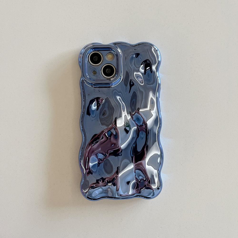 3D чехол для телефона с узором «Пузырьковая волна» для iPhone 17 Air 16 15 14 13 12 11 Pro Max 14pro Гальванизированный Мягкий Ударопрочный Задний чехол