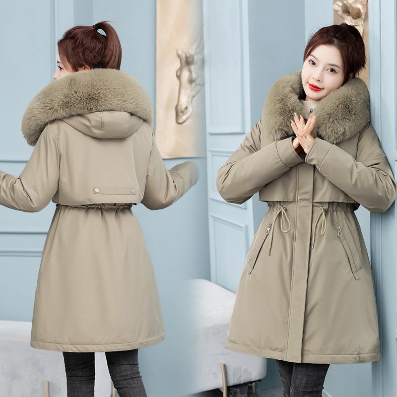Fashion and leisure autumn and winter new velvet thickened warm loose pie to overcome the tide of women's long cotton-padded clothes autumn and winter
