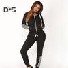 2 Pcs/Set Women Hoodie Pants Suit Hooded Long Sleeves Solid Color Zip-up Coat Elastic High Waist Ankle-banded Trousers Sport Fall Winter Tracksuit