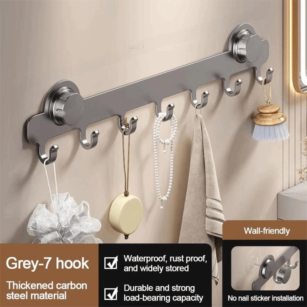 Waterproof Suction Door Cup Hook 5/6/7/8-Hook Hanging Coat Rack Bathroom Towel Holder Living Room