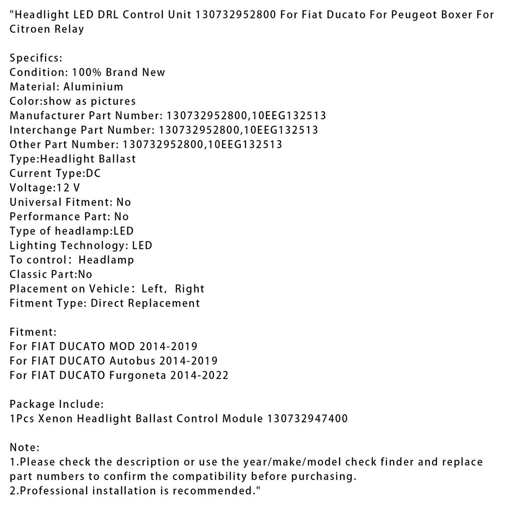 Блок управления светодиодными ДХО фары 130732952800 для Fiat Ducato для Peugeot Boxer