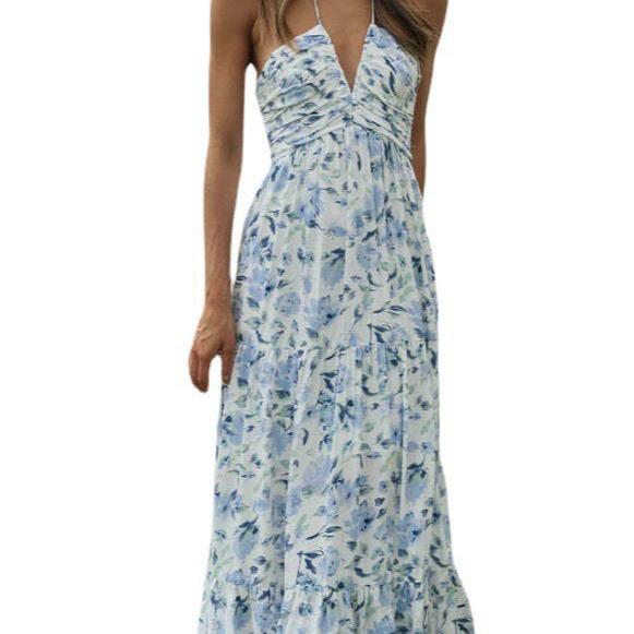 2024 Модное женское длинное платье с открытыми плечами и V-образным вырезом