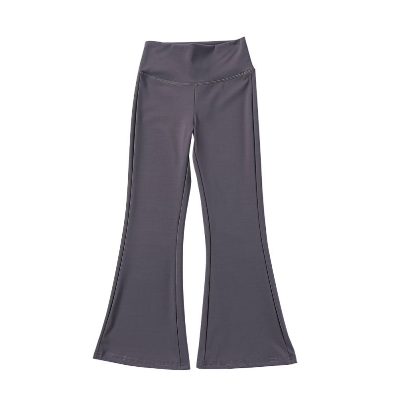 3-14 лет Детские Девочки Однотонные Эластичные Расклешенные Брюки С Завышенной Талией Фитнес Брюки