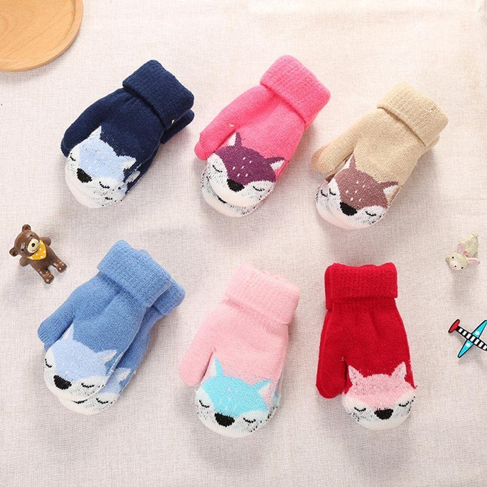 Children Plush Soft Thick Warm Cute Knitted Mittens Kids Gloves