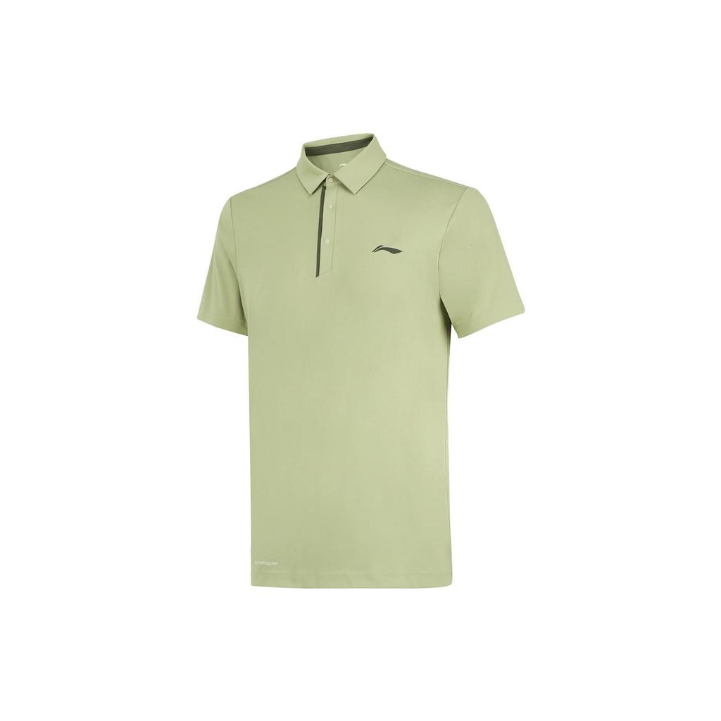 Li-Ning Спортивная серия Life, однотонная быстросохнущая рубашка поло, мужские топы, зеленый APLT031-3