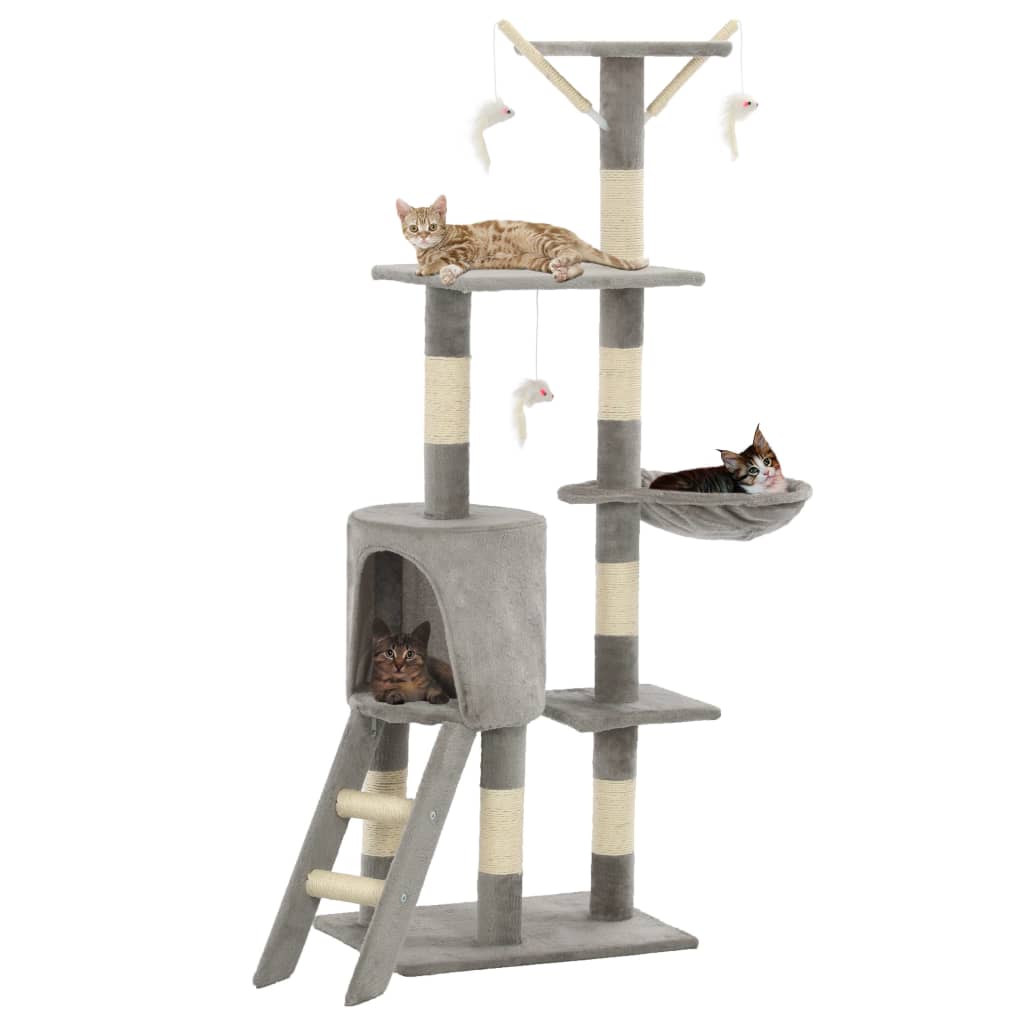 Cat Scratching Post with Sisal Columns 138 cm Grey
