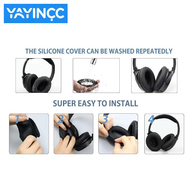YAYINCC for Bose QC15 QC25 QC35 QC45 earphones Silicone ear cap/zipper head beam protective cover not afraid of peeling off skin