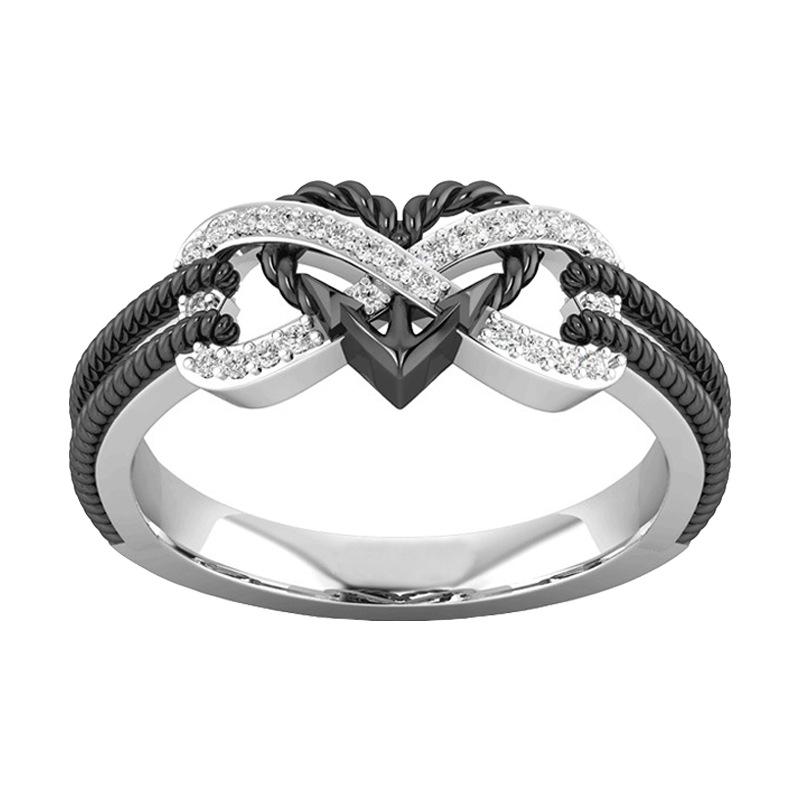 Seulement Love Black Infinity Heart Couple Rings for Women Men Stainless Steel Jewelry for New Listing Gothic Accessories