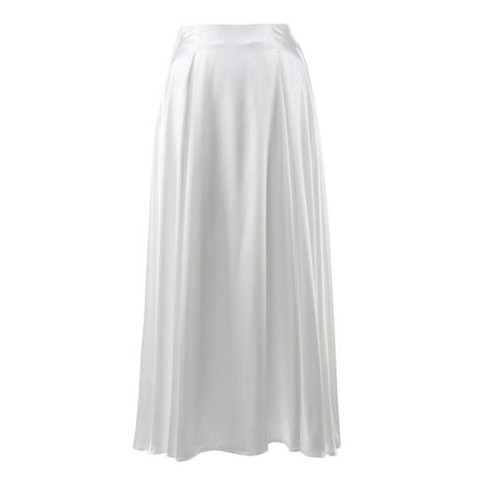 Женская макси-юбка шелковистое пятно свободная эластичная высокая талия на молнии трапециевидной формы большие качели плиссированные однотонные