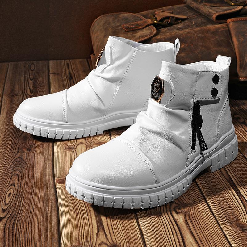 2024 New Men Ankle Boots Retro Motorcycle Boots 2024 Soft Outdoor Zip Walking Winter Shoes For Men Comfortable Shoes Botines 45
