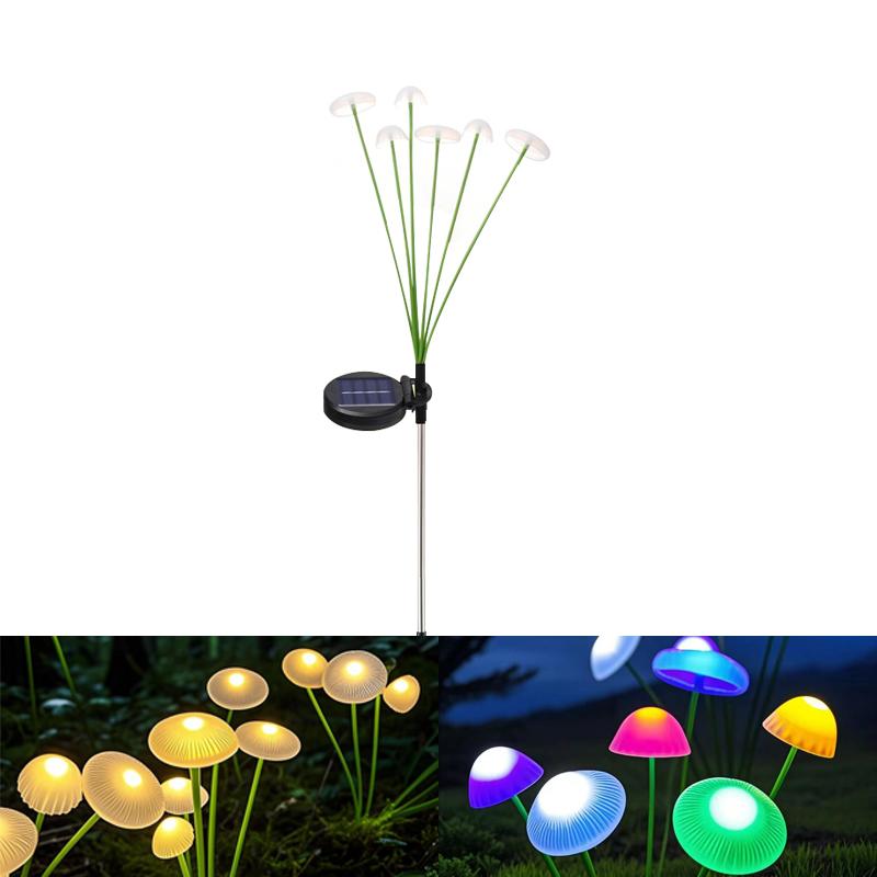 Solar Garden Jellyfish Mushroom Decor Lights Outdoor Pathway Yard Patio Waterproof Solar Sway Light