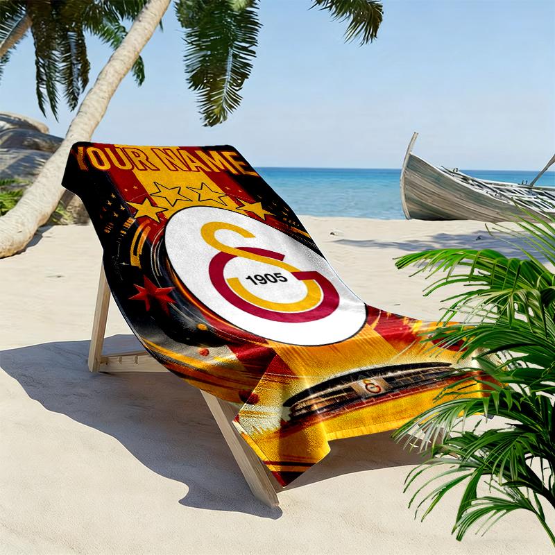 Custom Name Galatasaray Print Beach Towel, Large Soft Quick Dry Towel for Beach Camping Swimming