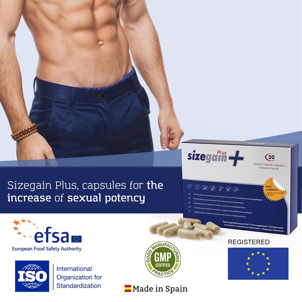 Sizegain Plus 30 Capsules Designed To Strengthen Men's Masculinity and Improve Sexual Potency.