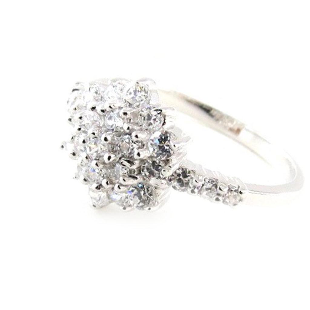 Серебряное кольцо "Богиня" белое серебро (родий) - 10 мм