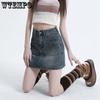 Women's Denim Short Skirt Summer Skirt Casual High Waist A-line Skirt