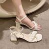 French Fashion Folded Sandals 2024 Summer New Simple Fairy Style Elegant High Heel Sandals Zapatos Mujer Luxury Women Designers